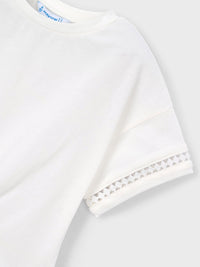 camiseta m/curta nó Crú (Creme / Pérola)  para Menina - Mayoral