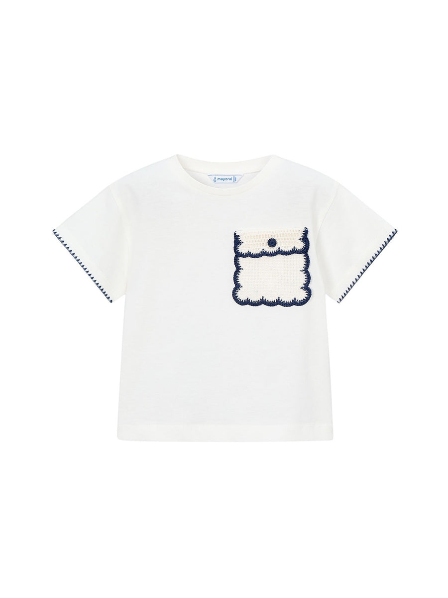 Camiseta aplicações Crú (Creme / Pérola)  para Menina - Mayoral