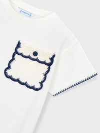 Camiseta aplicações Crú (Creme / Pérola)  para Menina - Mayoral