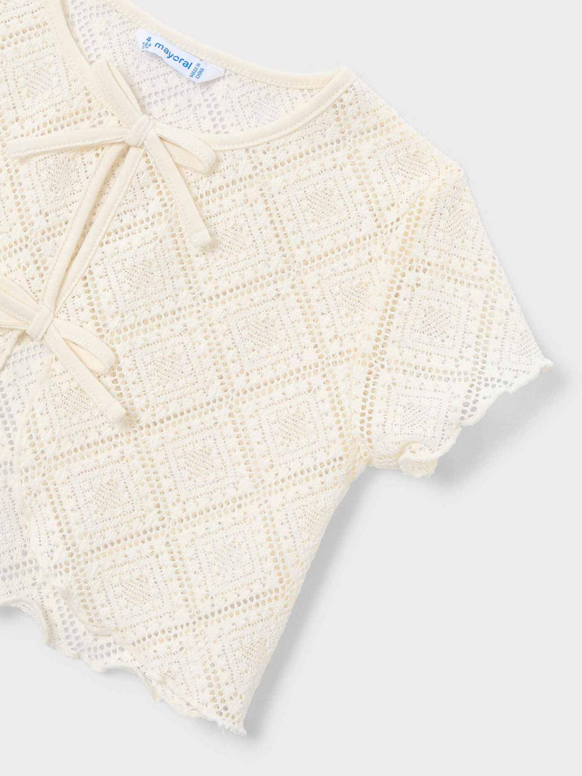 T-shirt m/c 2 peças em croché Grão bico (Bege)  para Menina - Mayoral