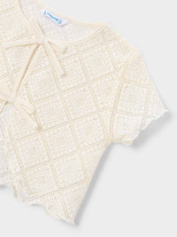 T-shirt m/c 2 peças em croché Grão bico (Bege)  para Menina - Mayoral