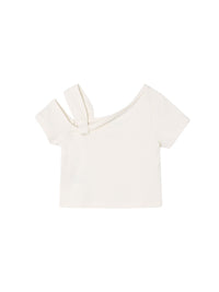 T´shirt assimetrica Crú (Creme / Pérola)  para Menina - Mayoral