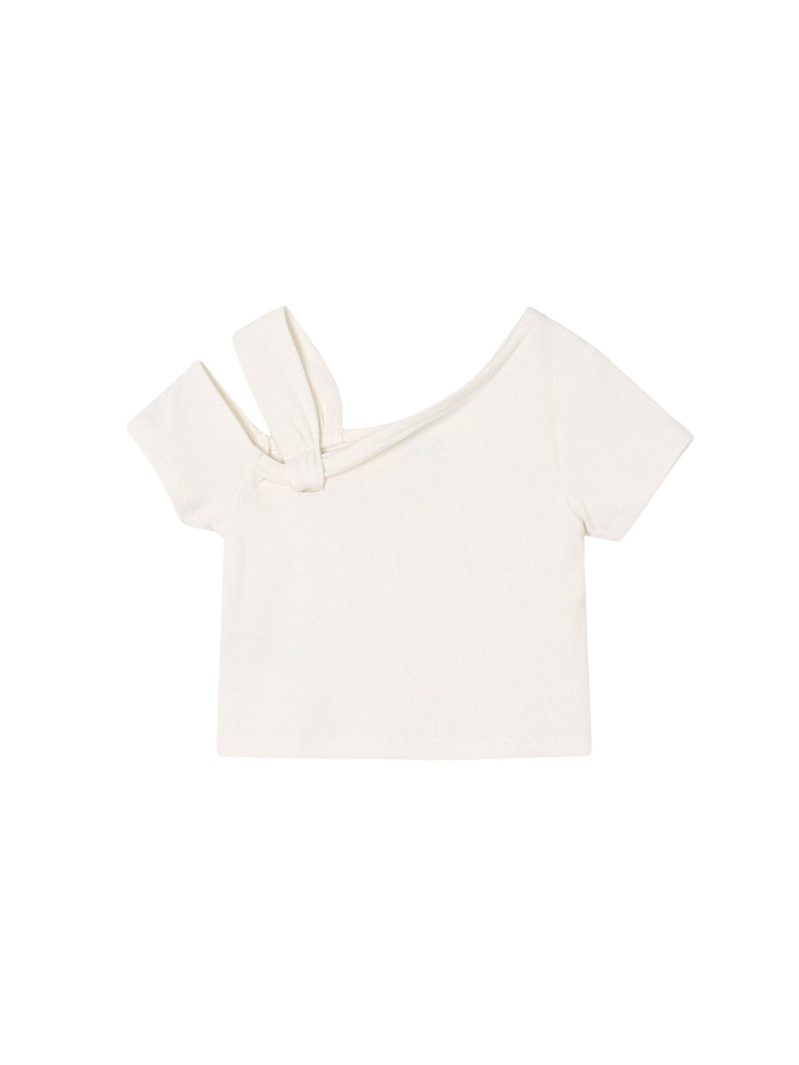 T´shirt assimetrica Crú (Creme / Pérola)  para Menina - Mayoral