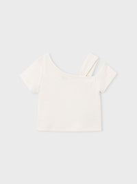 T´shirt assimetrica Crú (Creme / Pérola)  para Menina - Mayoral