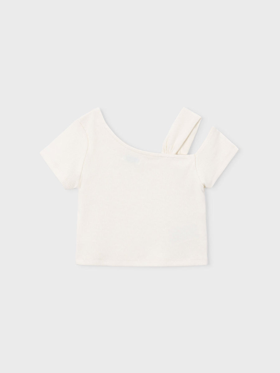 T´shirt assimetrica Crú (Creme / Pérola)  para Menina - Mayoral