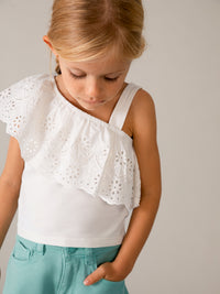 Blusa alças perfurada Crú (Creme / Pérola)  para Menina - Mayoral