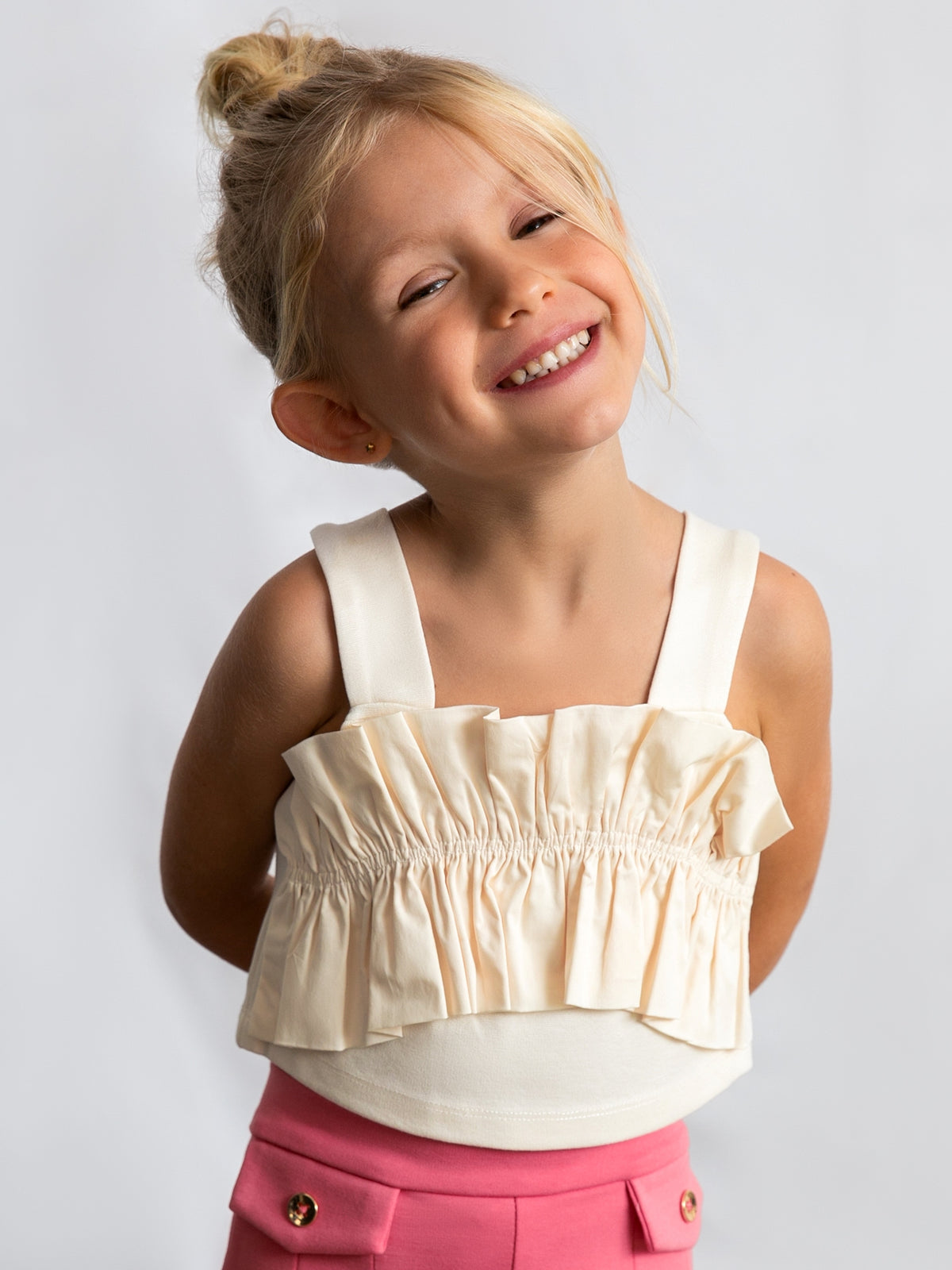 Top com babados Crú (Creme / Pérola)  para Menina - Mayoral
