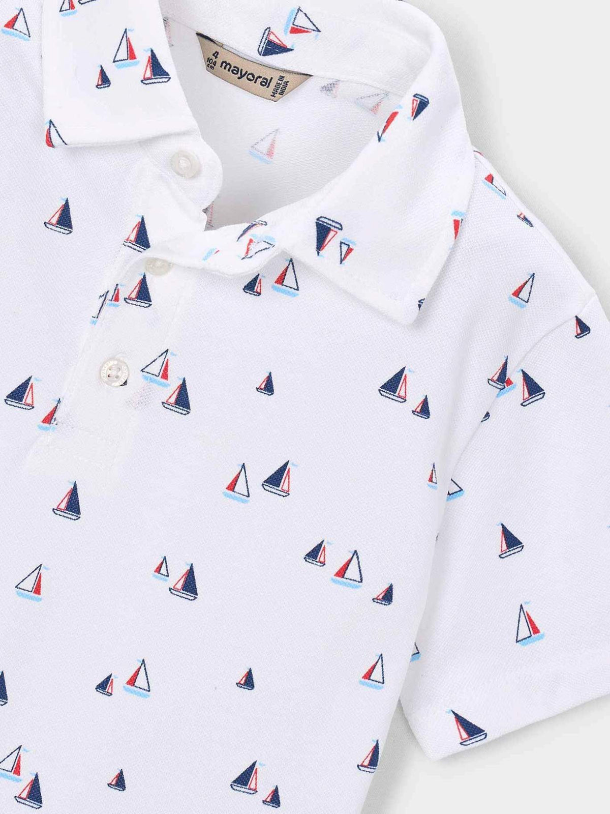 Polo m/curta estampada Bco-tomate (Vermelho)  para Menino - Mayoral