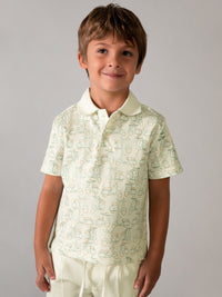 Polo m/curta estampada Nata-alga (Verde)  para Menino - Mayoral