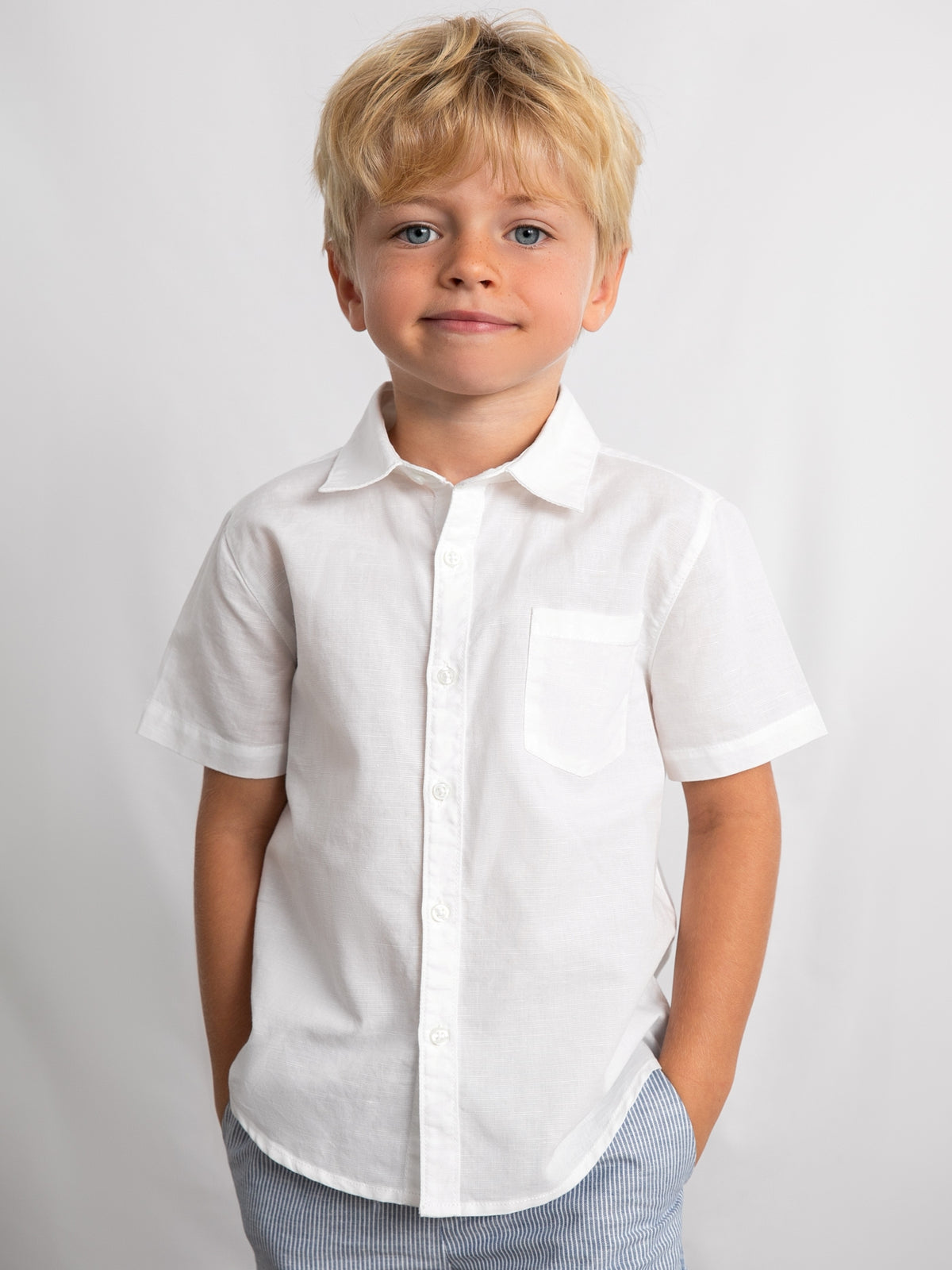 Camisa m/curta linho Branco (Branco)  para Menino - Mayoral