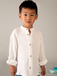 Camisa m/comp. bambula Nata (Creme / Pérola)  para Menino - Mayoral