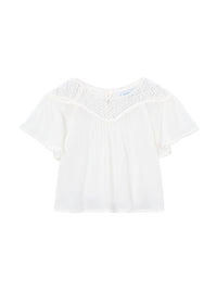 Blusa guipura combinada Nata (Creme / Pérola)  para Menina - Mayoral