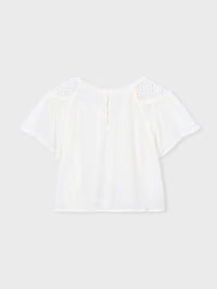 Blusa guipura combinada Nata (Creme / Pérola)  para Menina - Mayoral