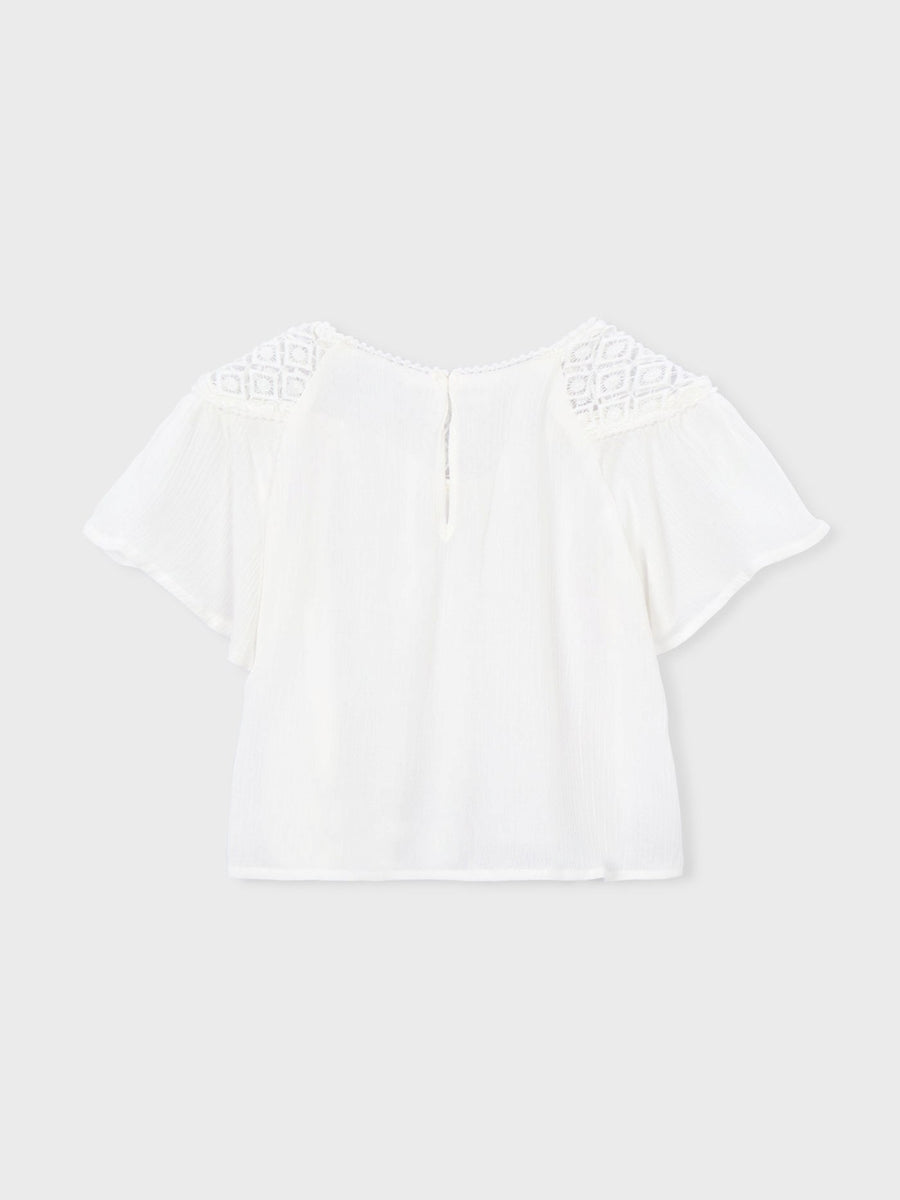 Blusa guipura combinada Nata (Creme / Pérola)  para Menina - Mayoral