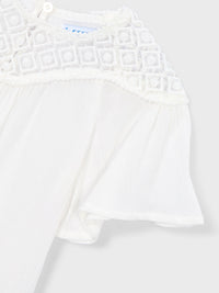 Blusa guipura combinada Nata (Creme / Pérola)  para Menina - Mayoral