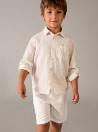 Bermuda linho relaxed Nata (Creme / Pérola)  para Menino - Mayoral