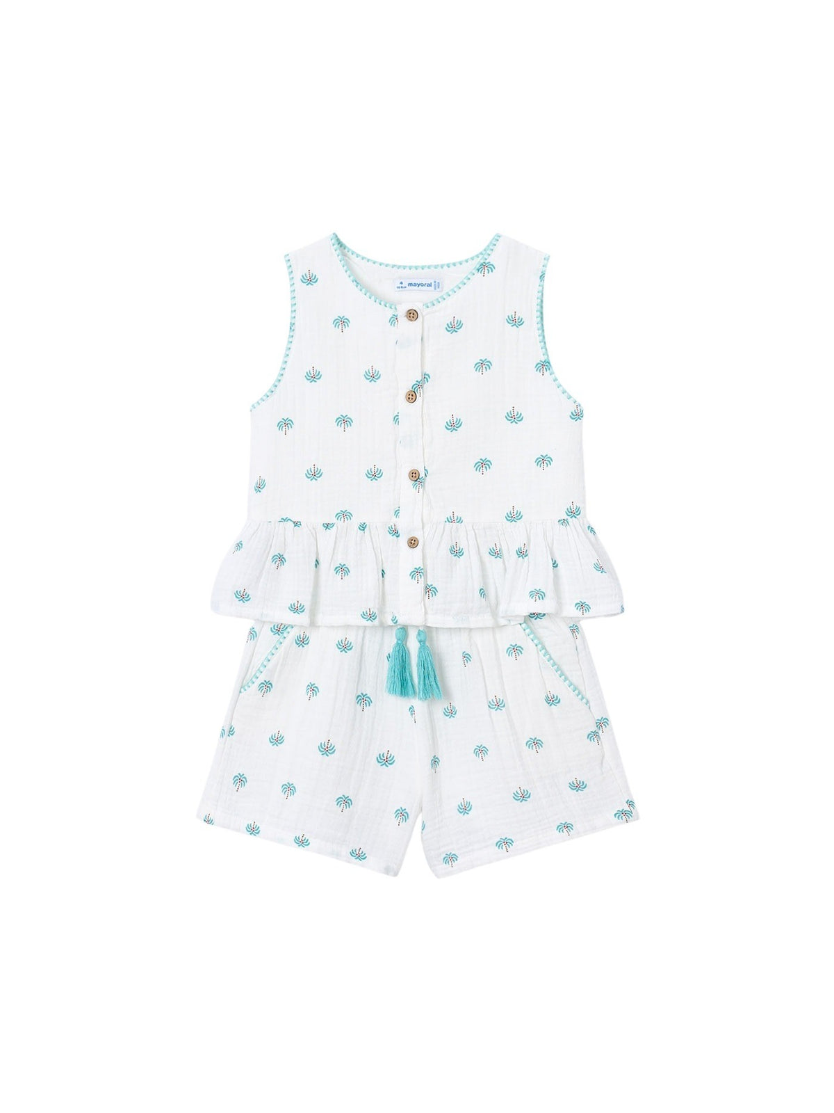 Conj. calção estampado Crú (Creme / Pérola)  para Menina - Mayoral