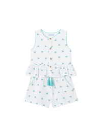 Conj. calção estampado Crú (Creme / Pérola)  para Menina - Mayoral