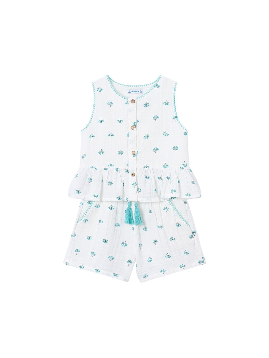 Conj. calção estampado Crú (Creme / Pérola)  para Menina - Mayoral