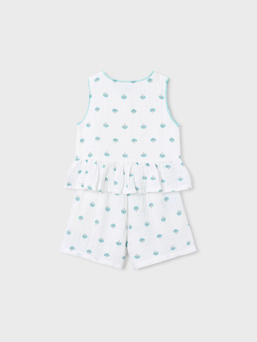 Conj. calção estampado Crú (Creme / Pérola)  para Menina - Mayoral