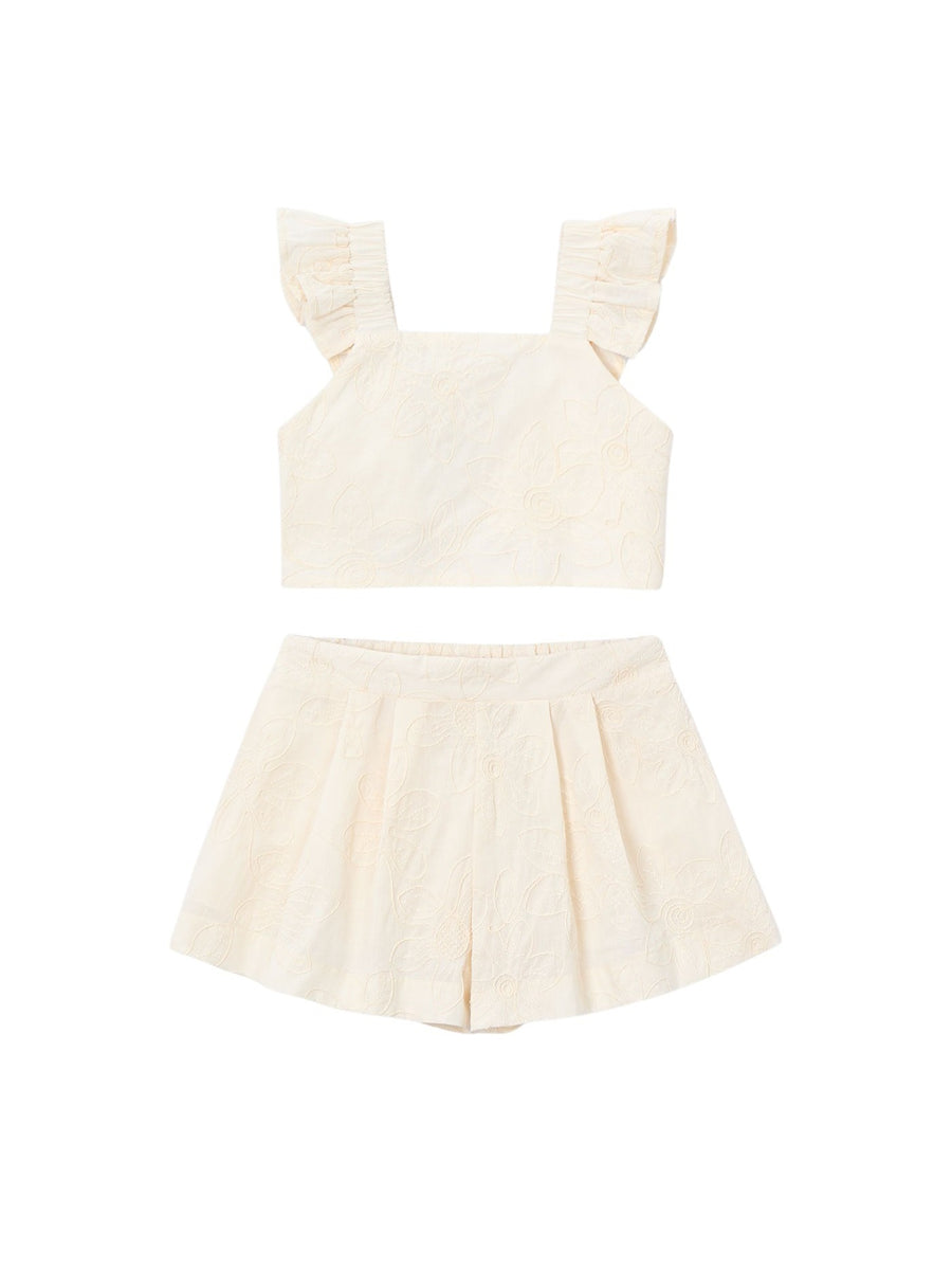 Conj. bermuda Natural (Creme / Pérola)  para Menina - Mayoral