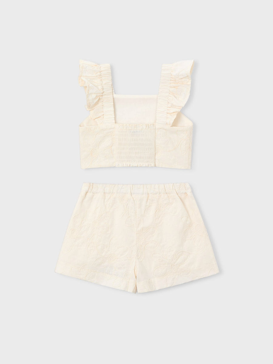 Conj. bermuda Natural (Creme / Pérola)  para Menina - Mayoral