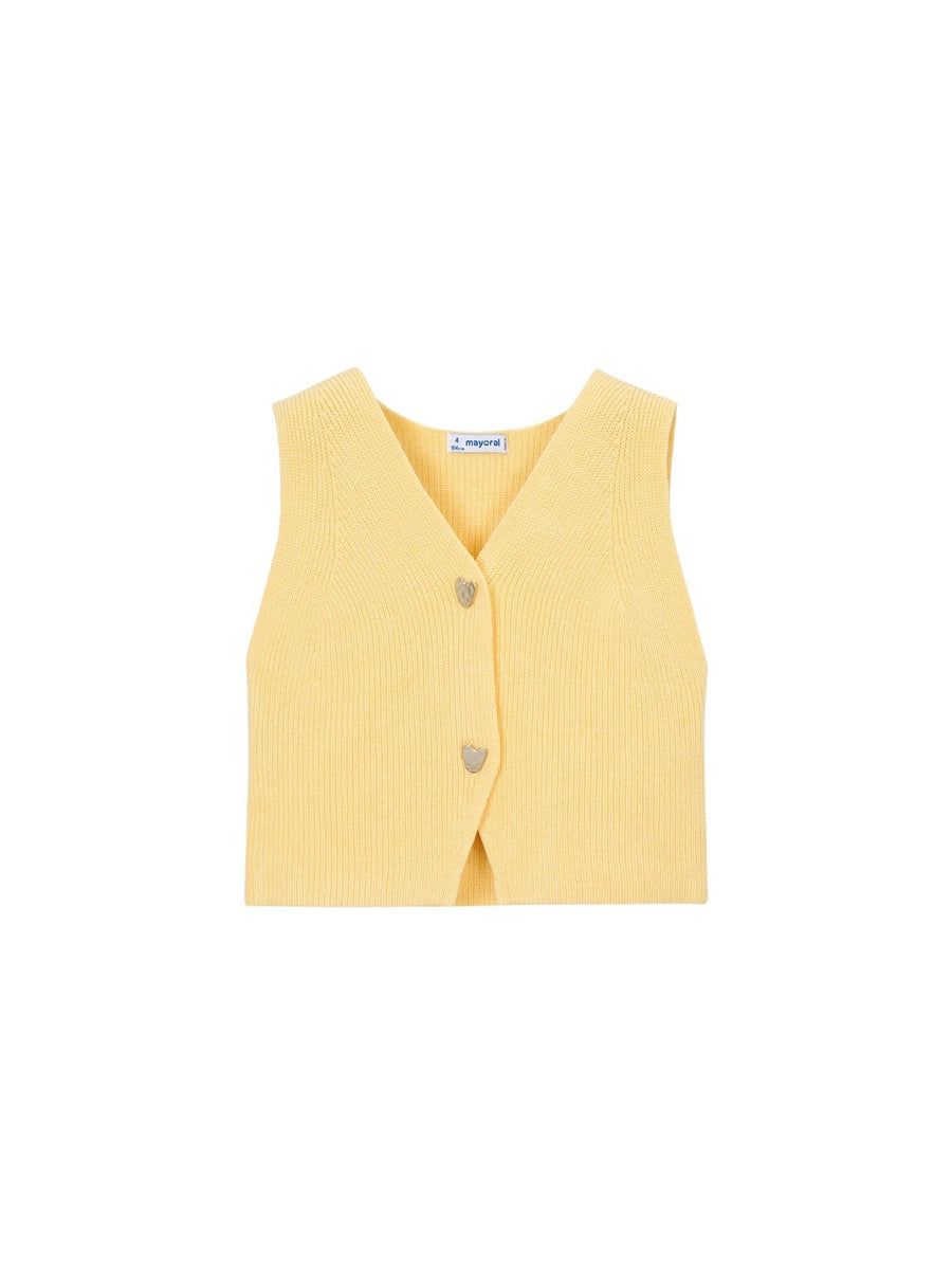 Colete tricot Baunilha (Amarelo Pálido)  para Menina - Mayoral