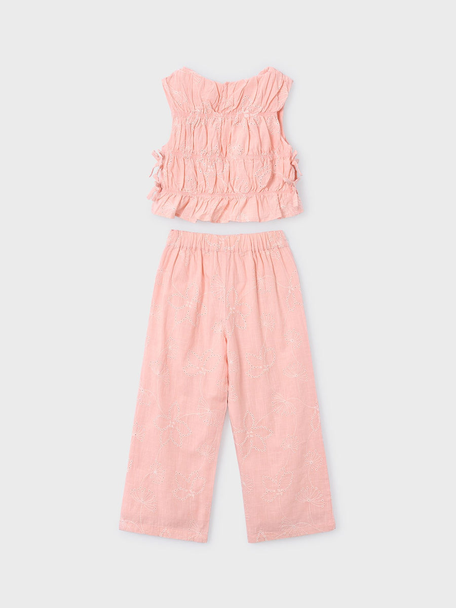 Conj. calça larga bordada Blossom (Rosa)  para Menina - Mayoral
