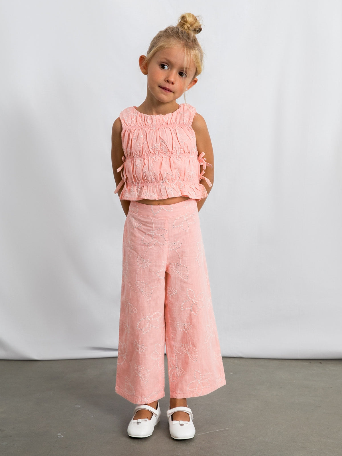 Conj. calça larga bordada Blossom (Rosa)  para Menina - Mayoral