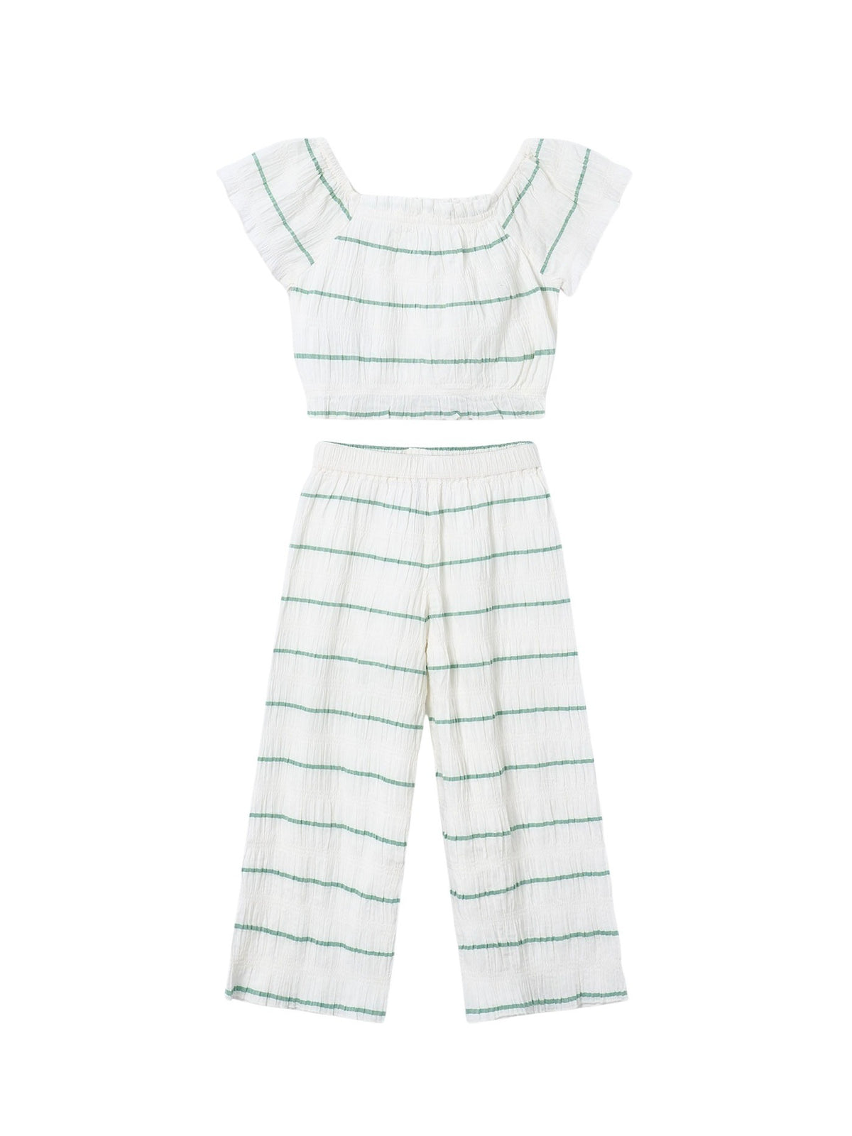 Conj. calça riscas Crú-menta (Verde seco)  para Menina - Mayoral