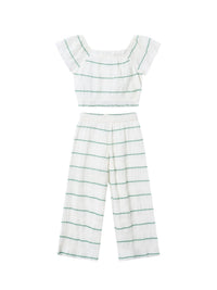 Conj. calça riscas Crú-menta (Verde seco)  para Menina - Mayoral