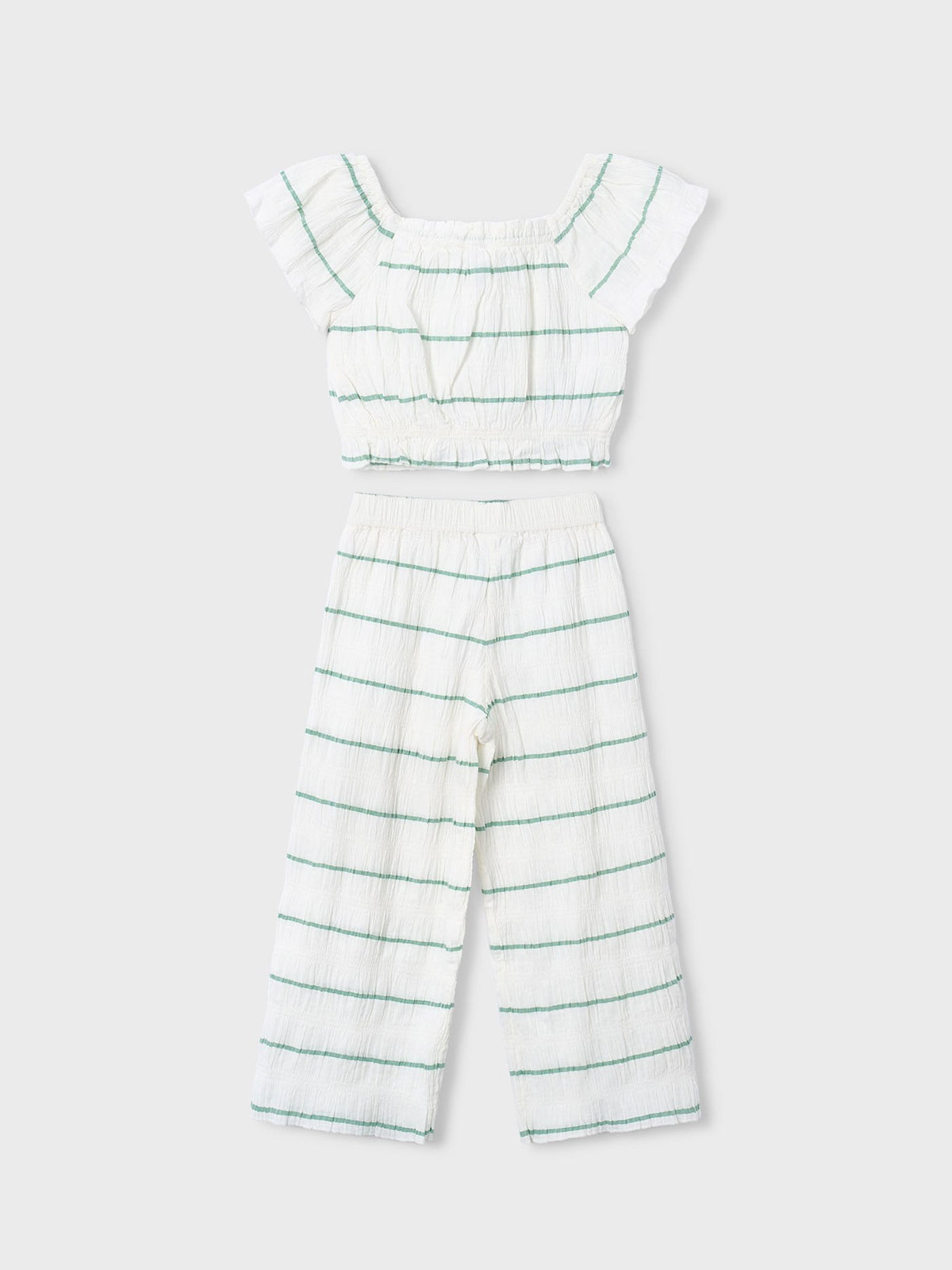 Conj. calça riscas Crú-menta (Verde seco)  para Menina - Mayoral