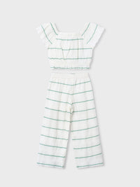 Conj. calça riscas Crú-menta (Verde seco)  para Menina - Mayoral