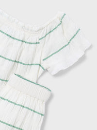 Conj. calça riscas Crú-menta (Verde seco)  para Menina - Mayoral