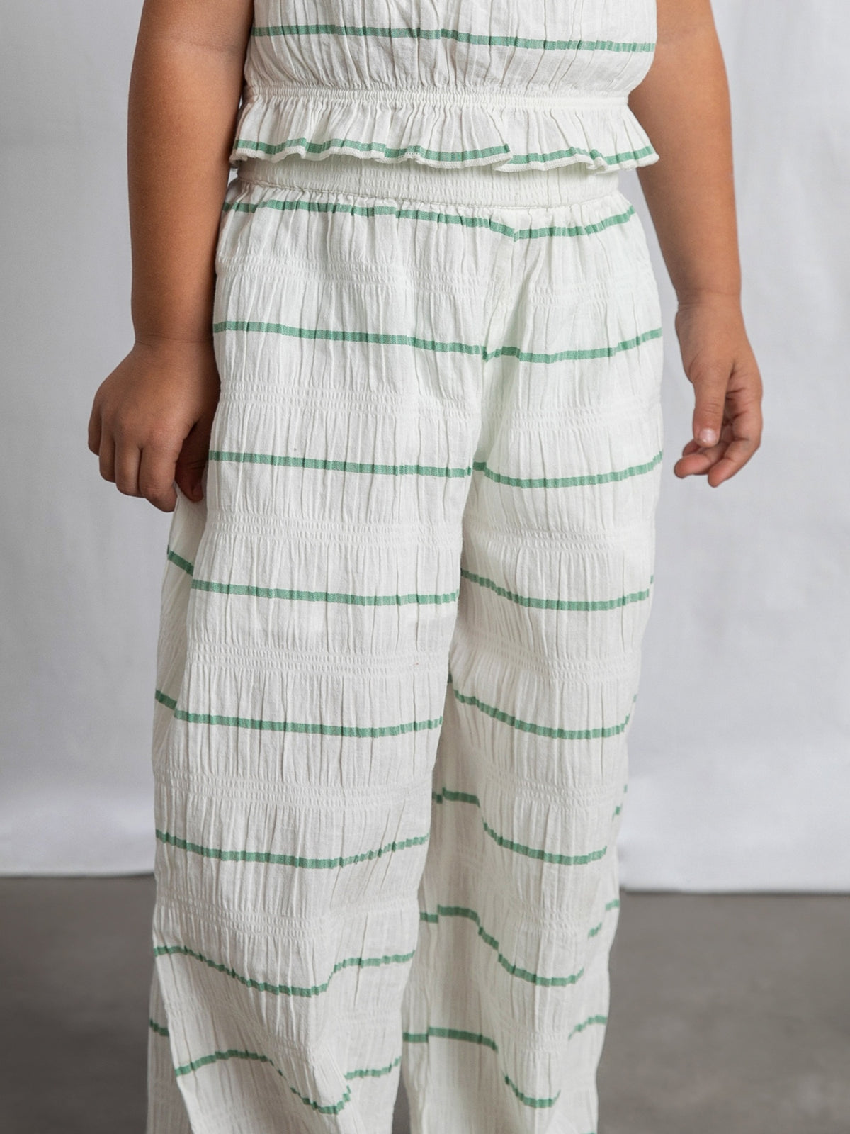 Conj. calça riscas Crú-menta (Verde seco)  para Menina - Mayoral