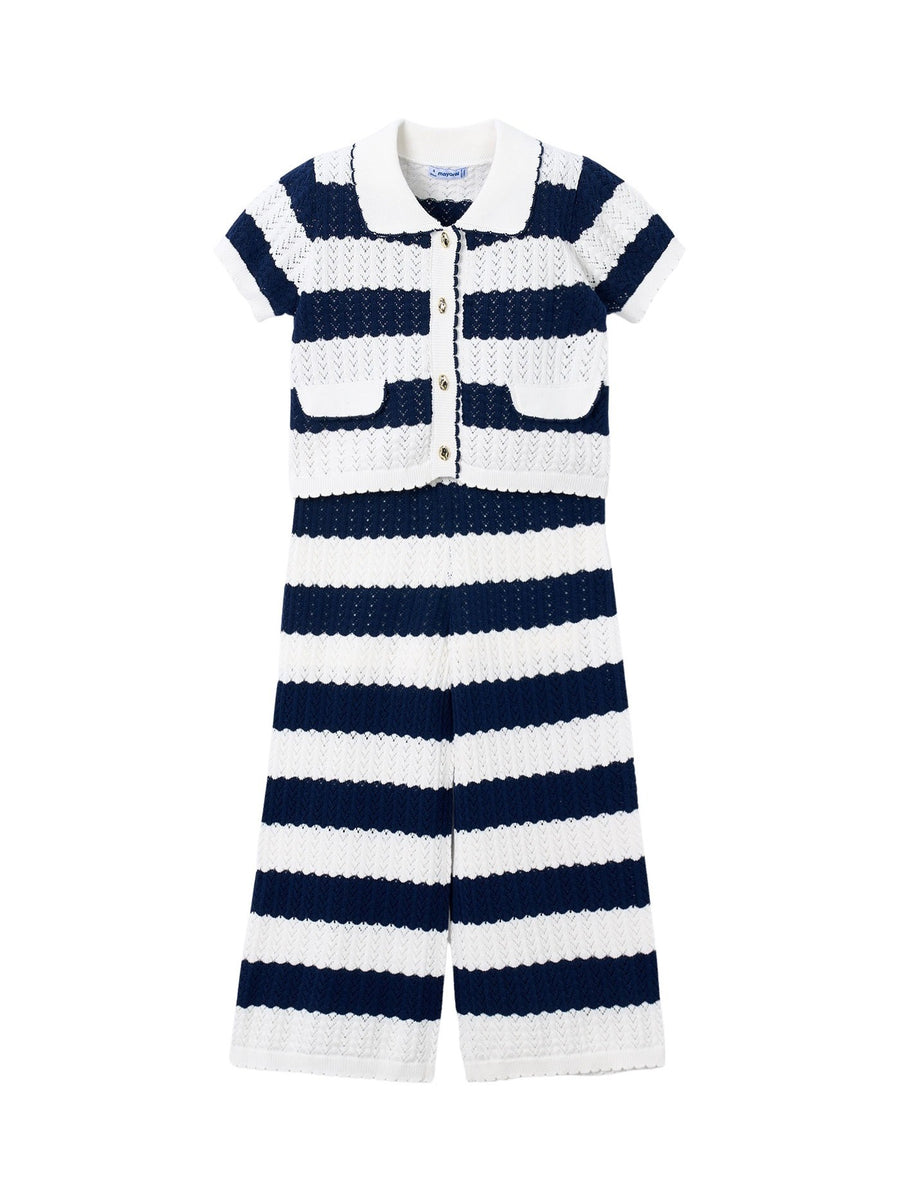 Conj. calça tricot Porcelana (Azul)  para Menina - Mayoral