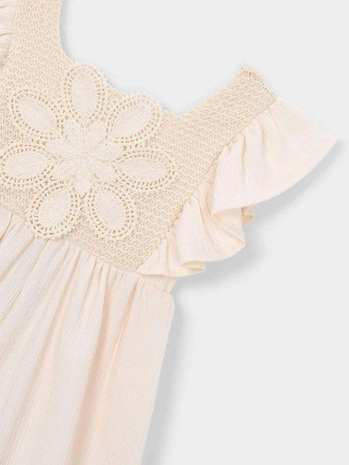 Macacão curto crochet Grão bico (Bege)  para Menina - Mayoral