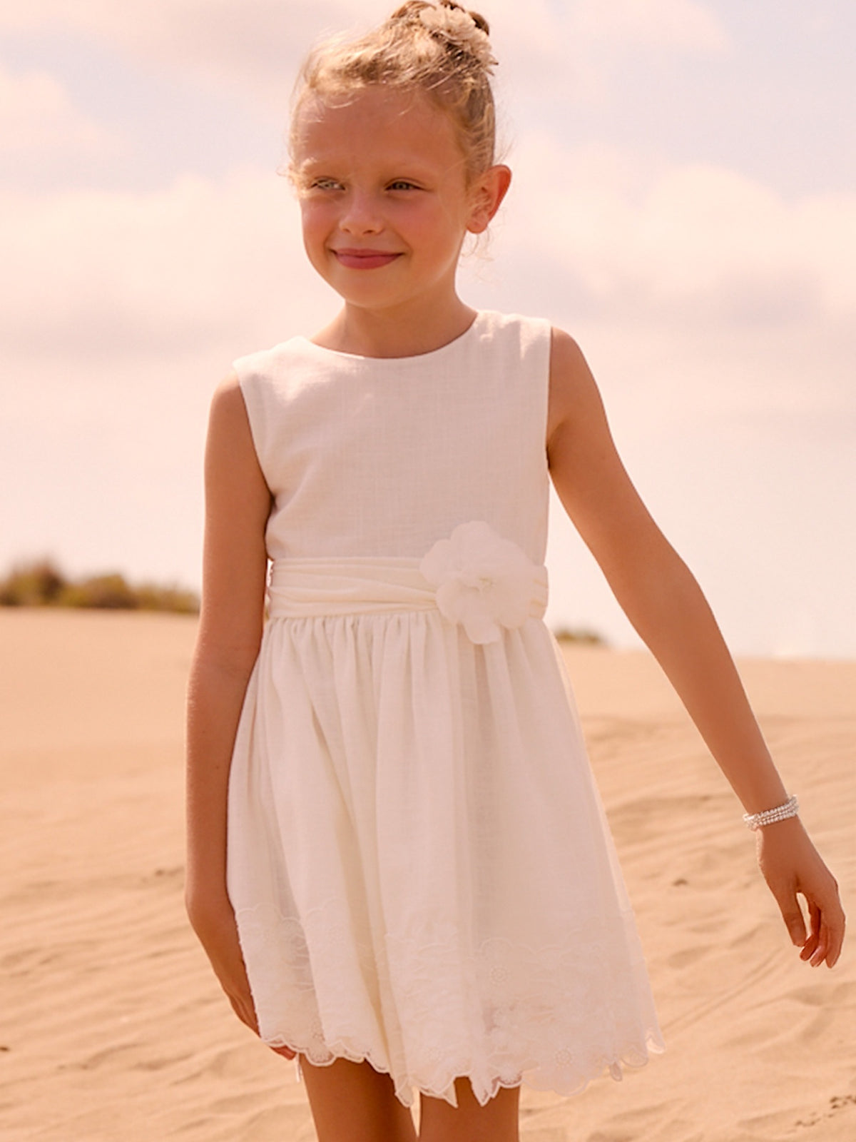 Vestido Crú (Creme / Pérola)  para Menina - Mayoral