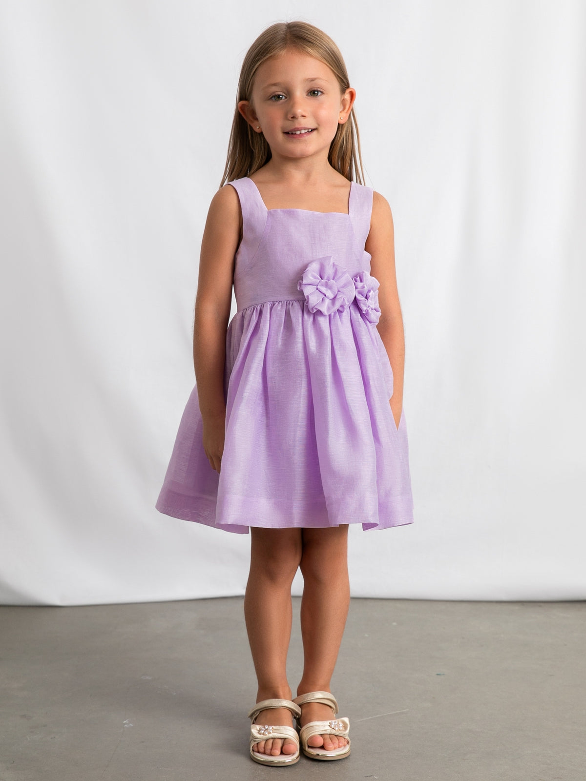 Vestido linho Rosa malva (Lilás)  para Menina - Mayoral
