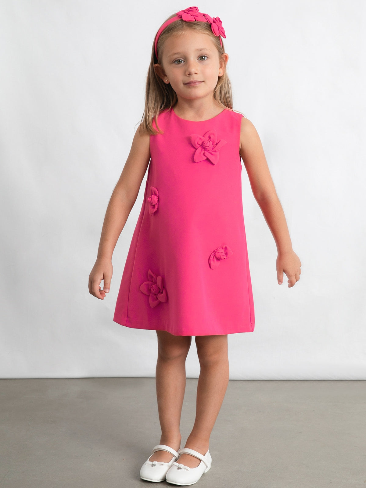 Vestido floral em crepe Clavel (Fúcsia)  para Menina - Mayoral