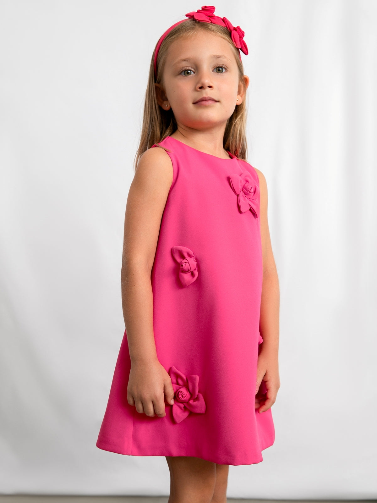 Vestido floral em crepe Clavel (Fúcsia)  para Menina - Mayoral