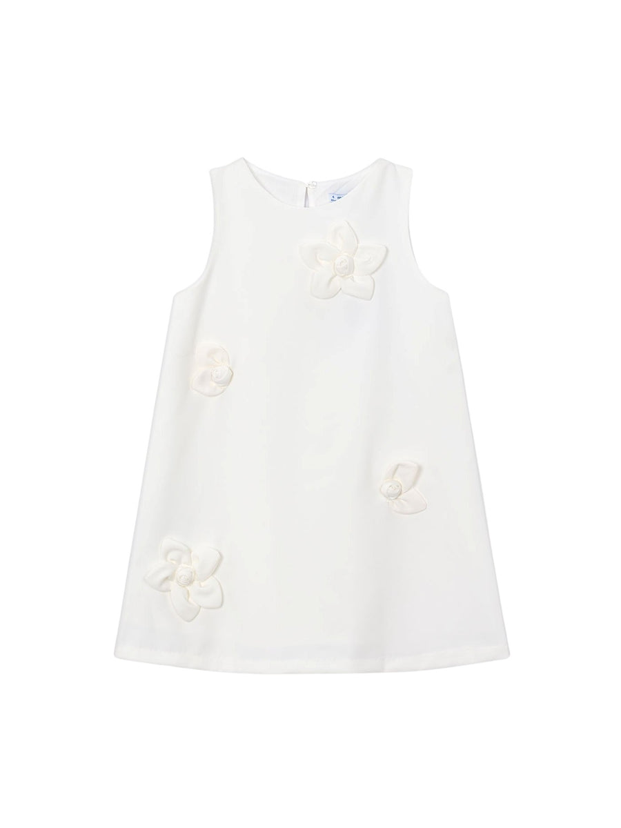 Vestido floral em crepe Crú (Creme / Pérola)  para Menina - Mayoral