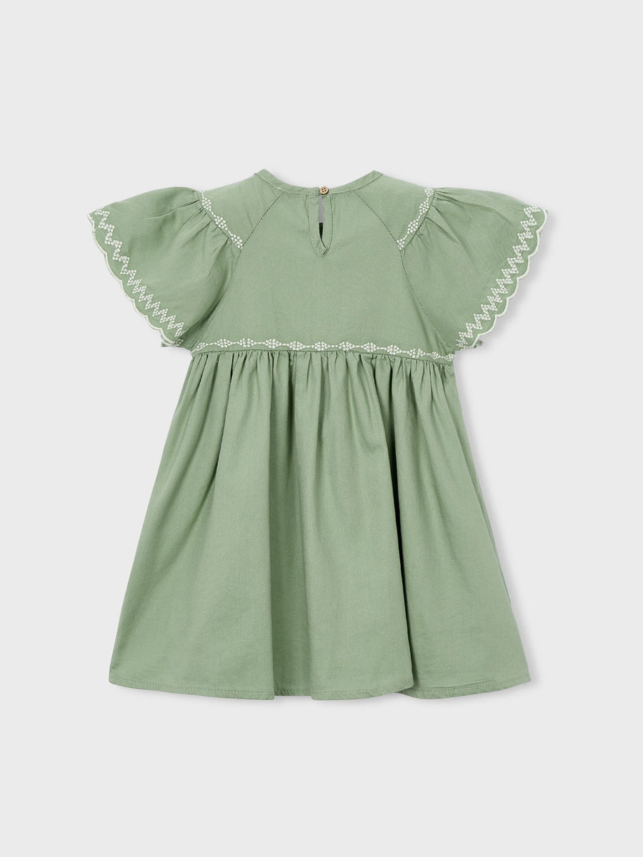 Vestido bordado Musgo (Verde)  para Menina - Mayoral