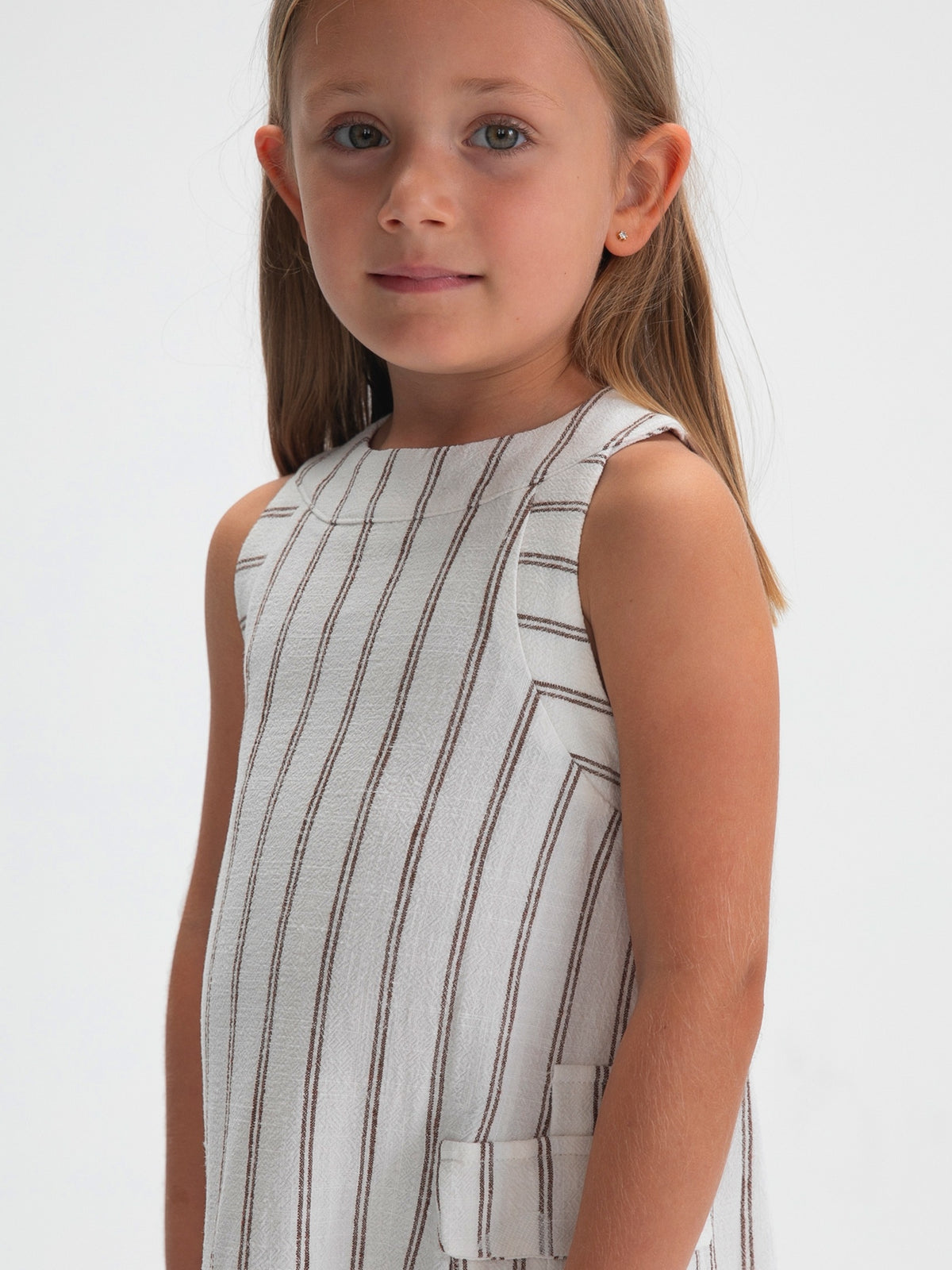 Vestido riscas c/laço Bege (Bege)  para Menina - Mayoral