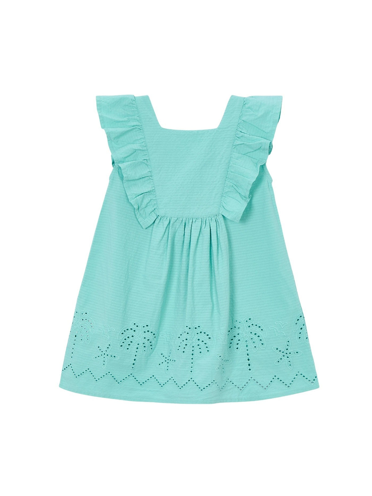 Vestido de algodão perfurado Oasis (Turquesa)  para Menina - Mayoral