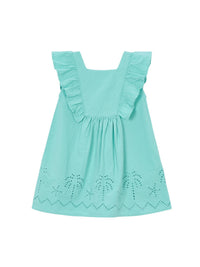 Vestido de algodão perfurado Oasis (Turquesa)  para Menina - Mayoral