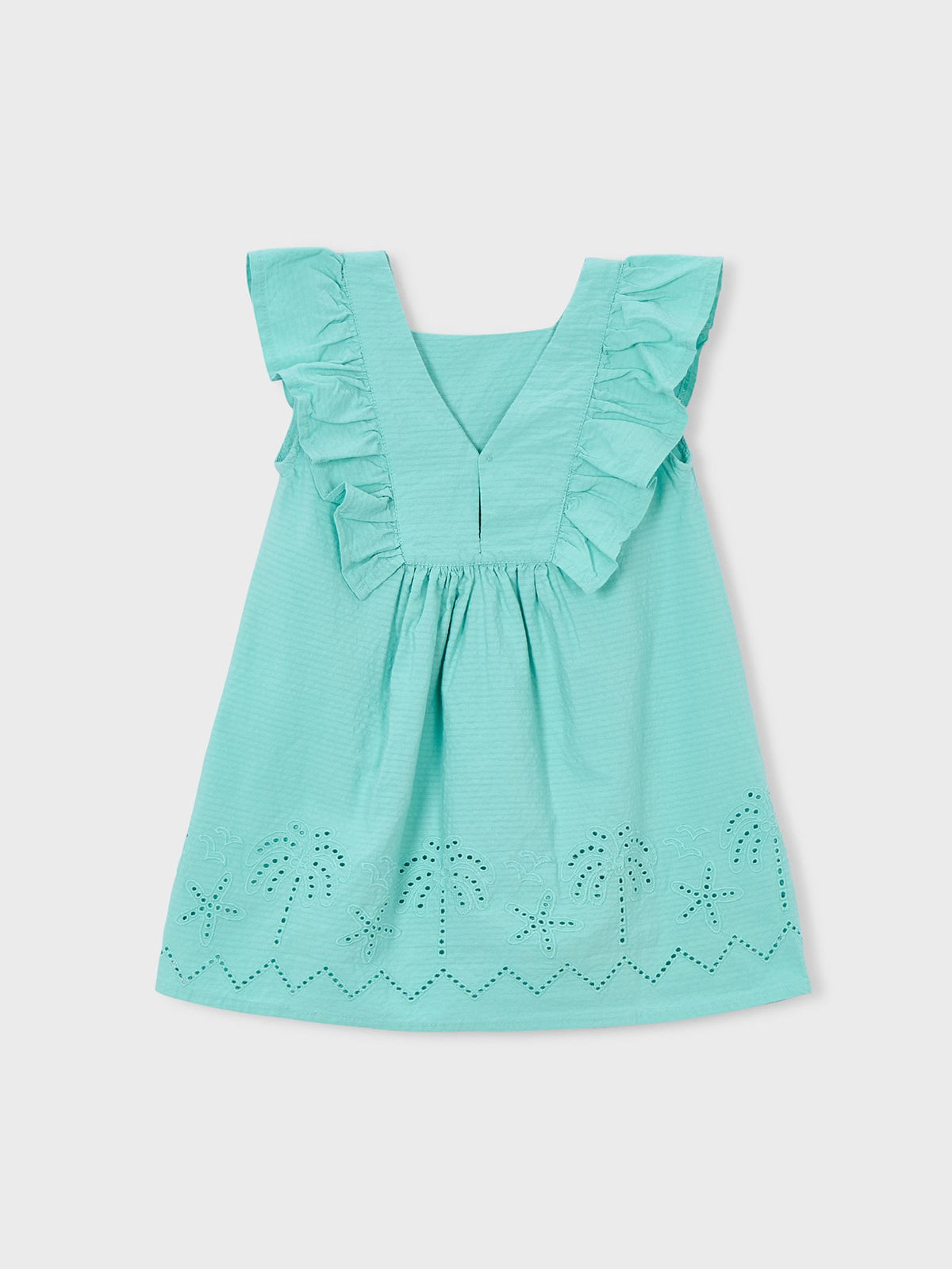 Vestido de algodão perfurado Oasis (Turquesa)  para Menina - Mayoral