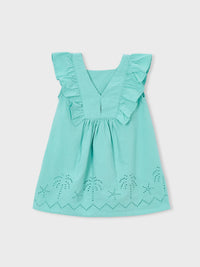 Vestido de algodão perfurado Oasis (Turquesa)  para Menina - Mayoral