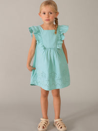 Vestido de algodão perfurado Oasis (Turquesa)  para Menina - Mayoral