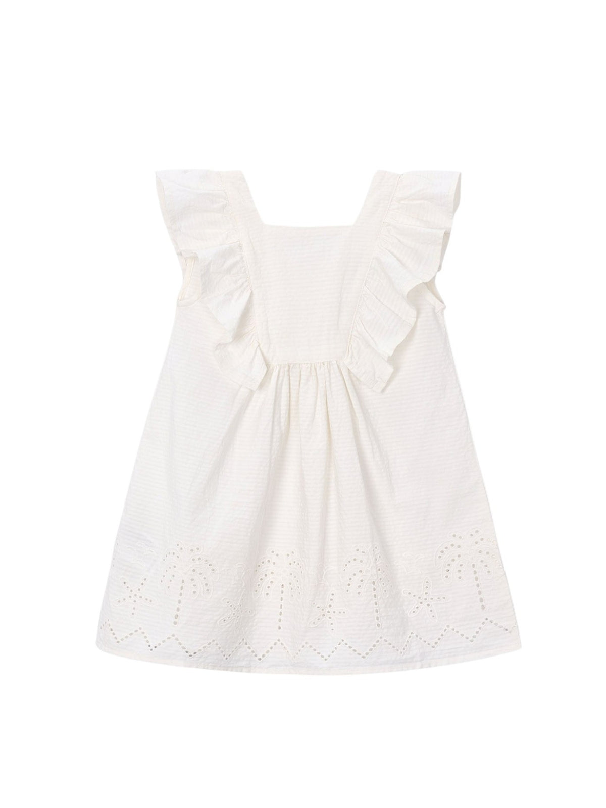 Vestido de algodão perfurado Crú (Creme / Pérola)  para Menina - Mayoral